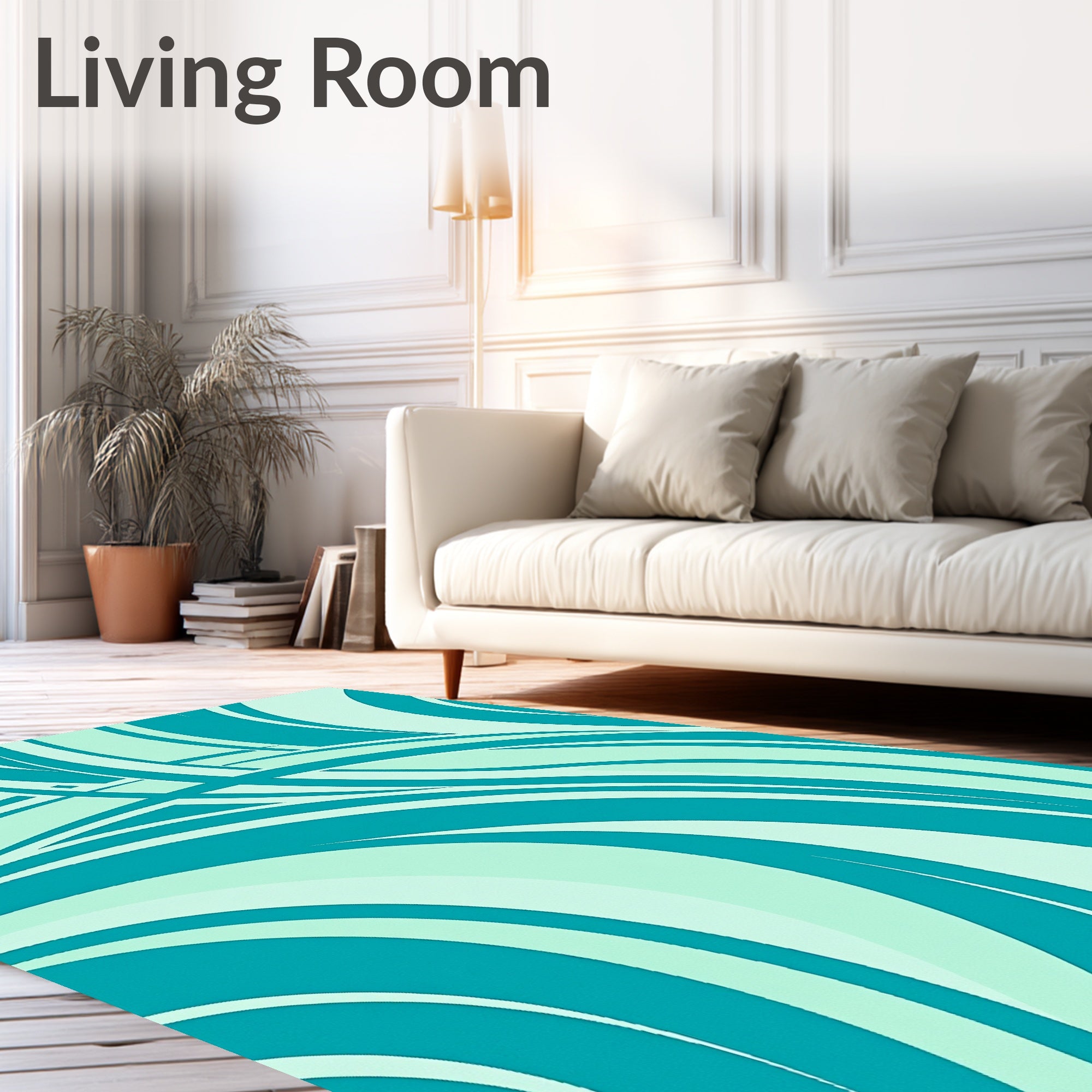 Teal Aqua Swirl Abstract Rug