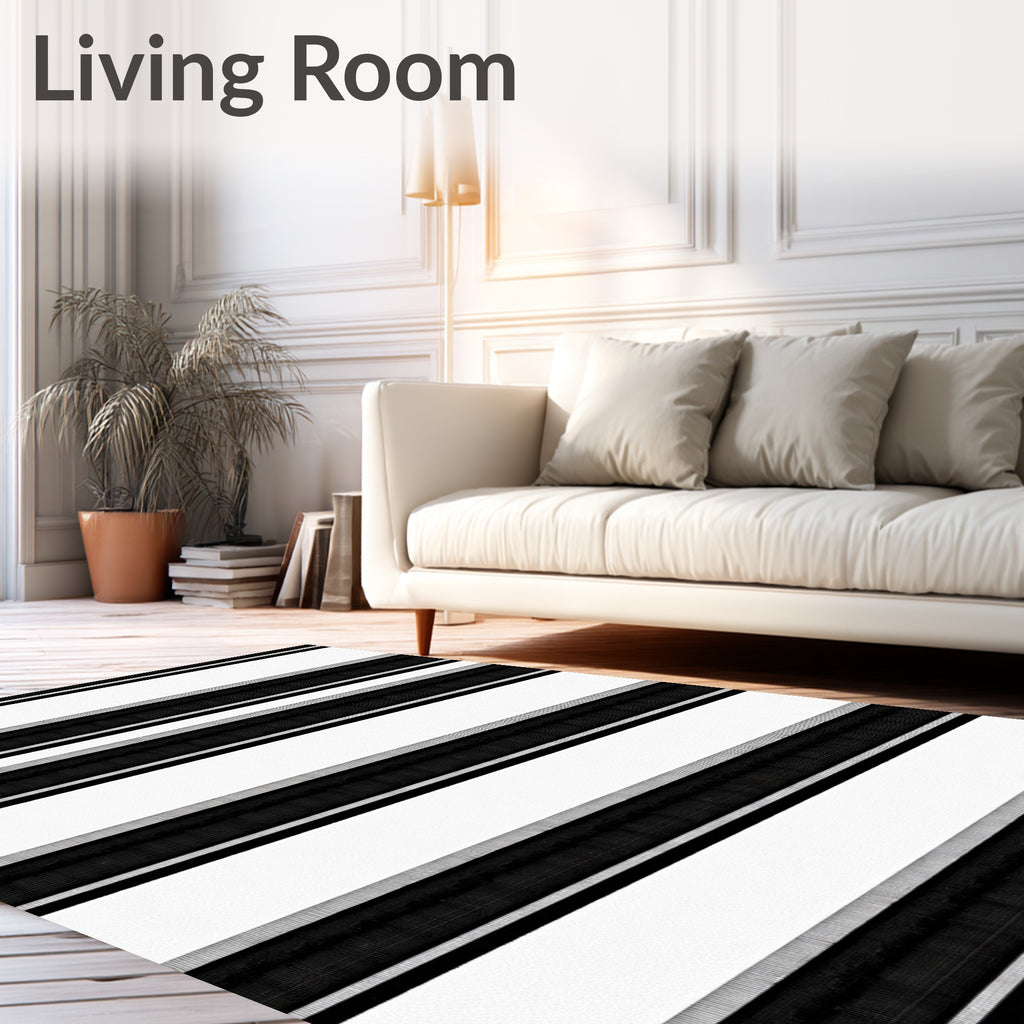 Classic Black and White Wide Stripe Rug