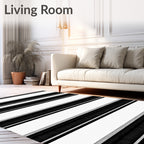Classic Black and White Wide Stripe Rug