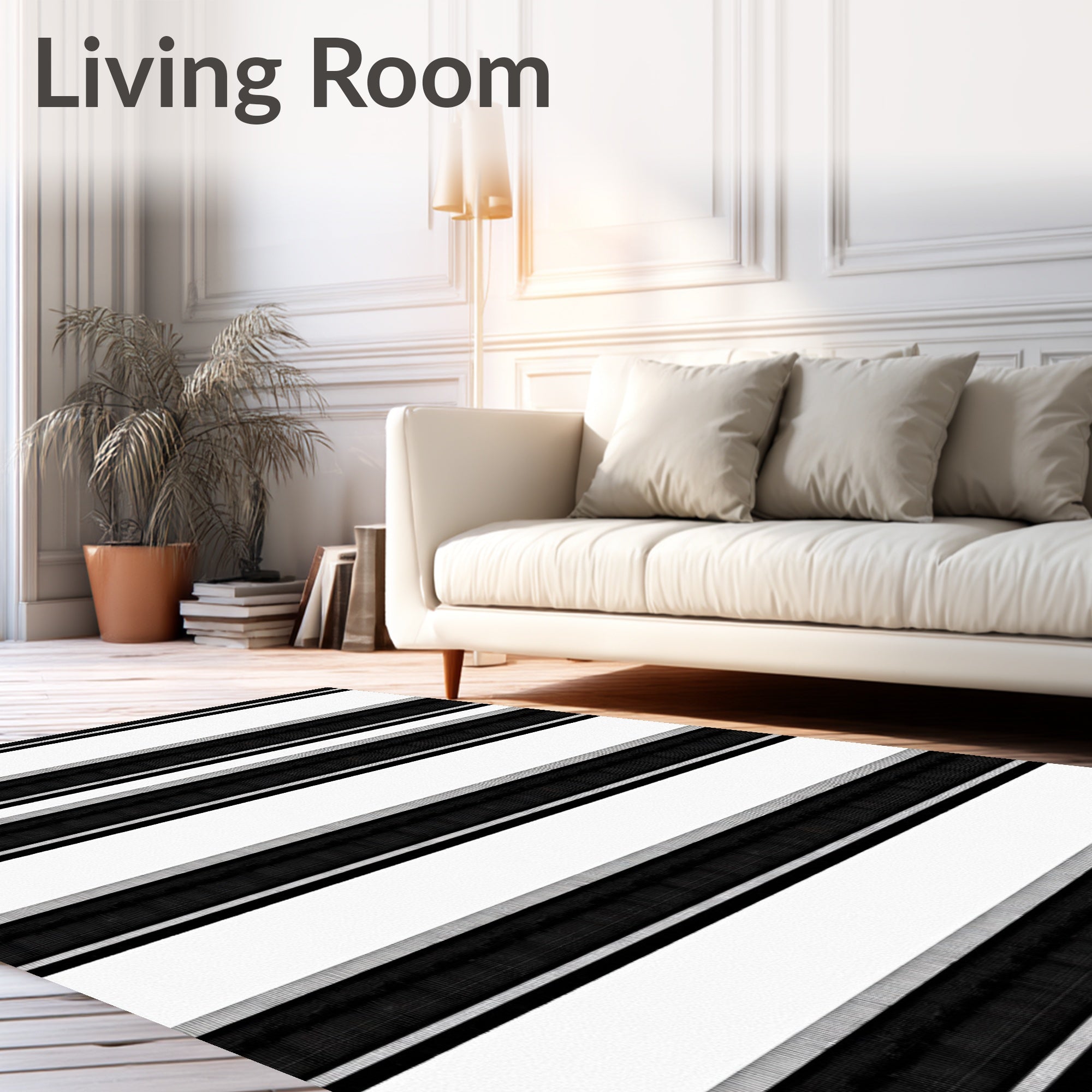 Classic Black and White Wide Stripe Rug