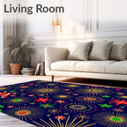 Santa Fireworks Holiday Night Rug