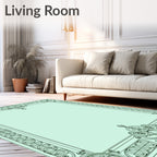 Elegant Mint Oval Scroll Border Rug