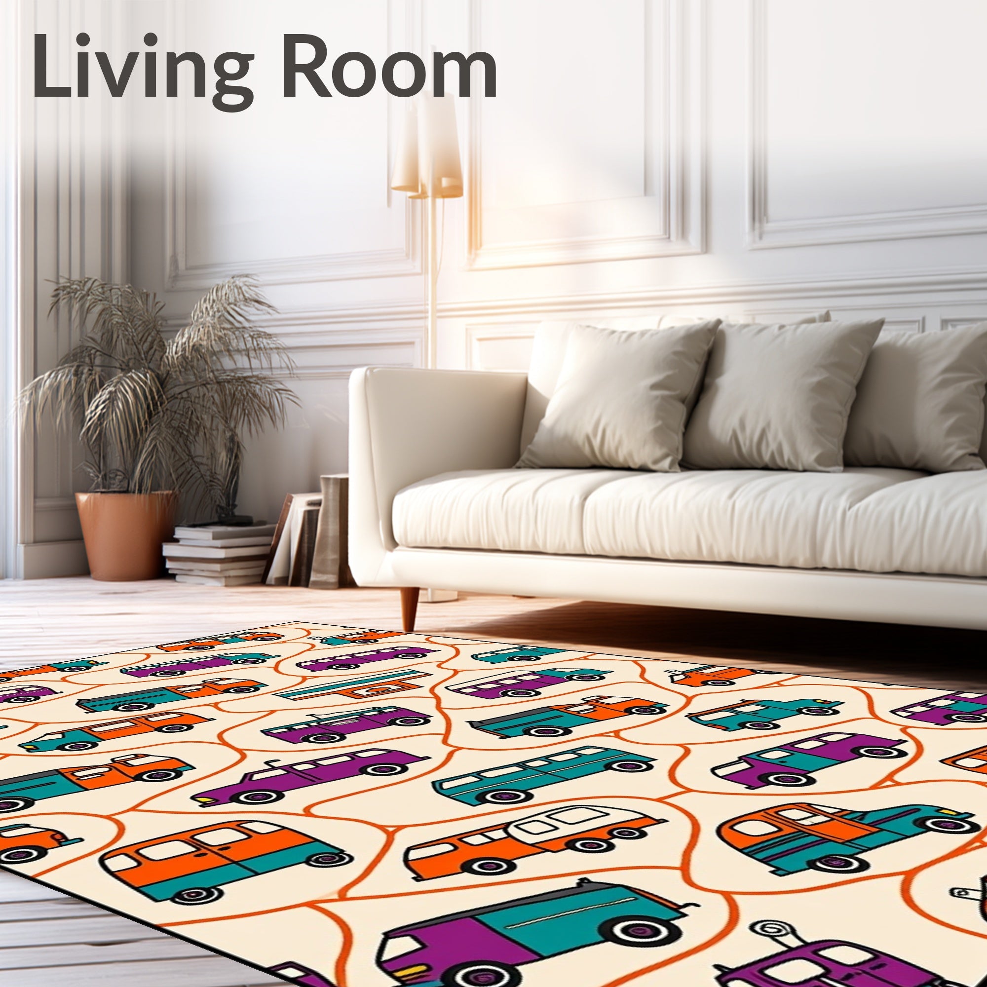 Retro Orange Teal Van Caravan Rug