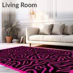 Vibrant Pink Black Swirl Rug