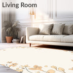 Pale Peach Outline Botanical Garden Rug