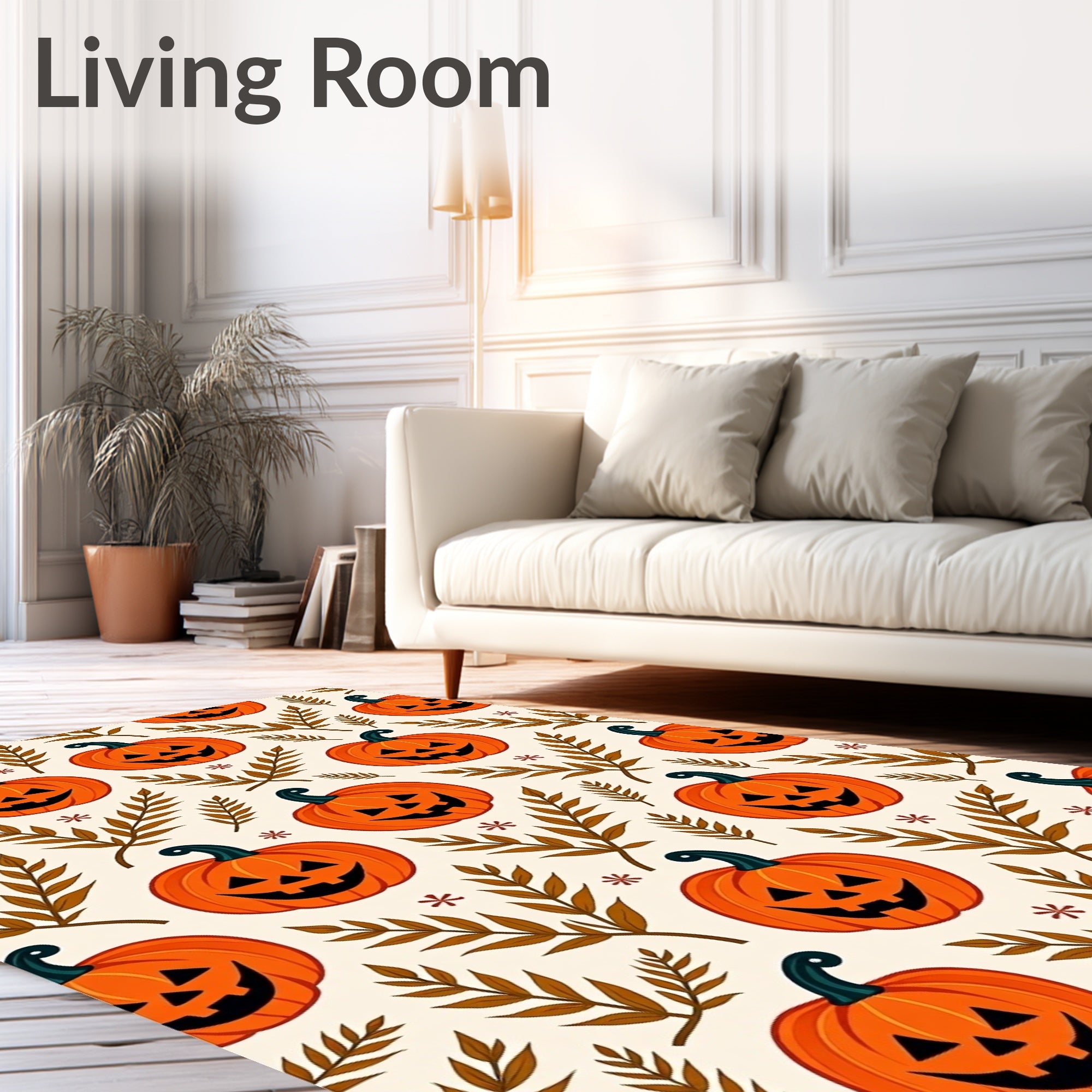 Orange Jack O Lantern Foliage Repeat Rug