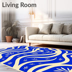 Bold Blue Botanical Flow Rug