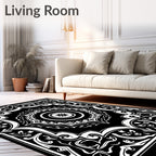 Classic Black White Mandala Ornament Rug