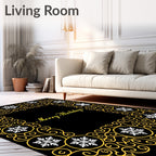 Golden Swirl Snowflake Border Rug