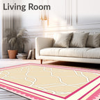 Pink Beige Interlocking Chain Border Rug