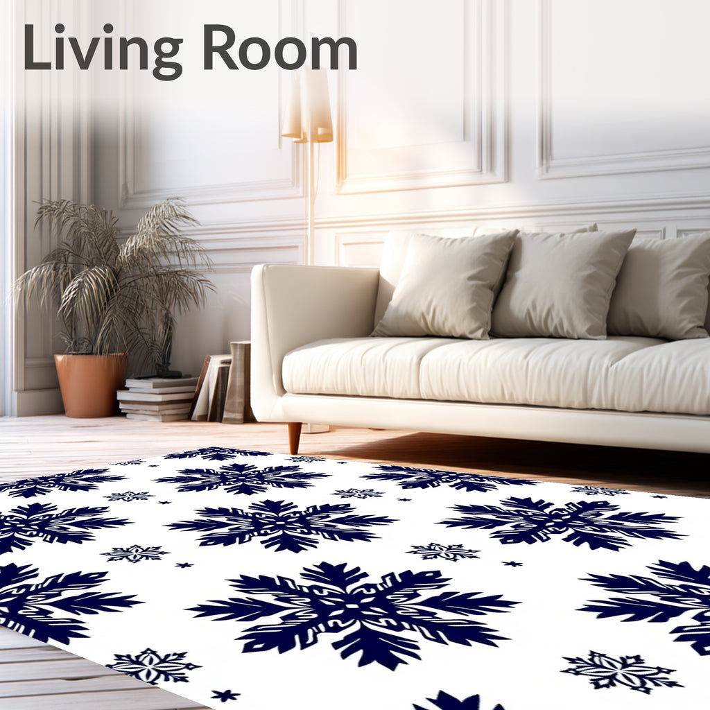 Navy Snowflake Winter Celebration Rug