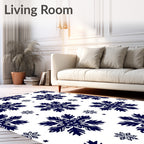 Navy Snowflake Winter Celebration Rug