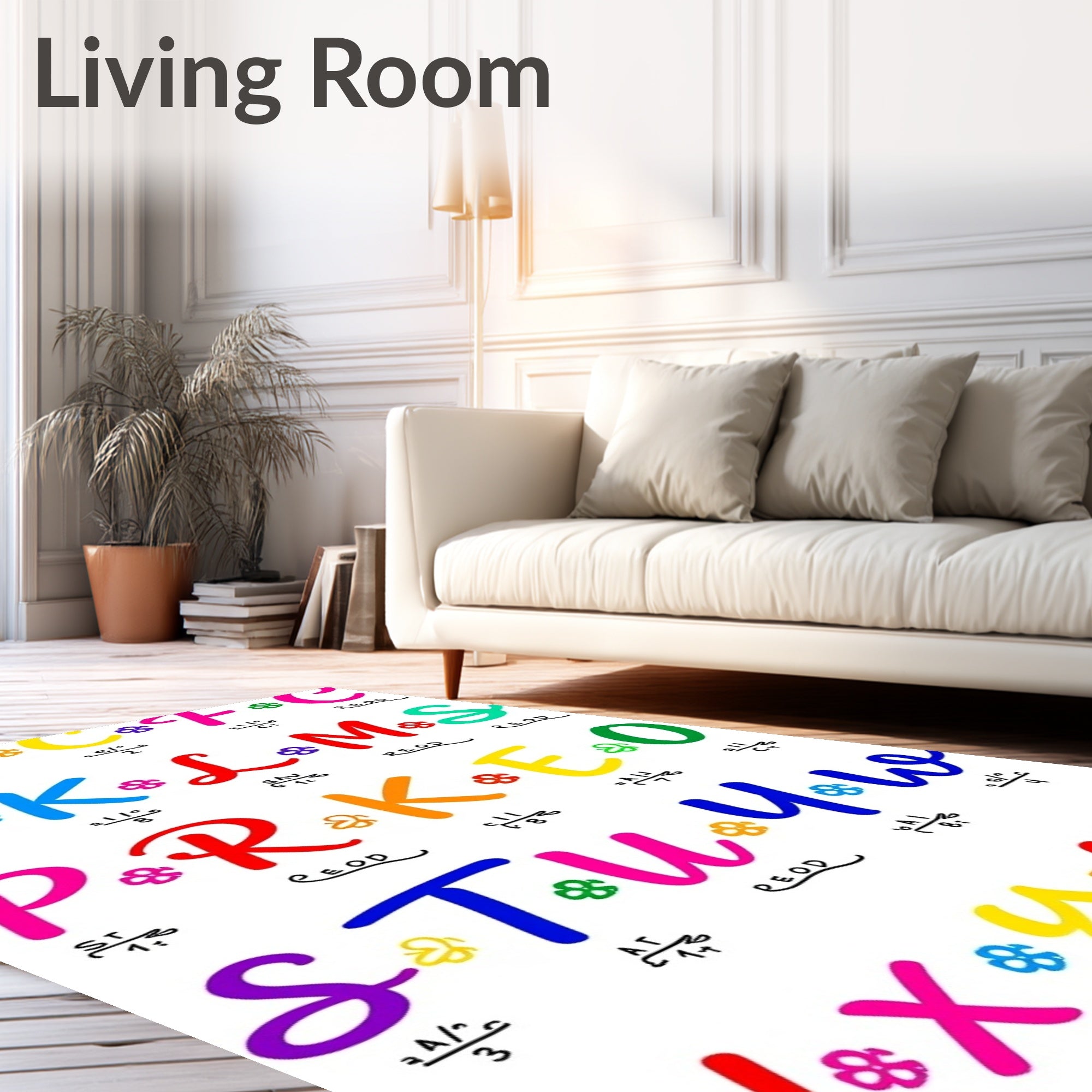 Colorful Alphabet Garden Medallion Rug