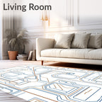Blue Brown Tech Circuit Geometric Rug
