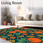 Orange Pumpkin Floral Foliage Autumn Rug