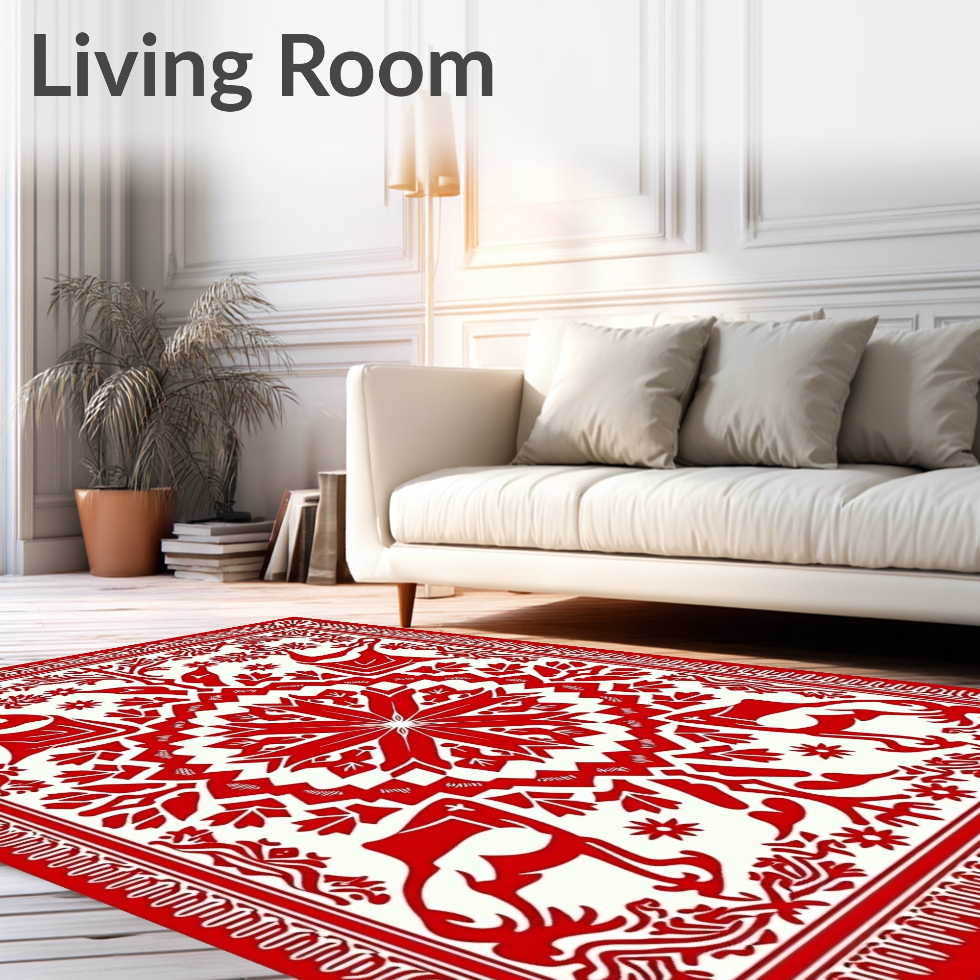Crimson Tribal Animal Mandala Rug