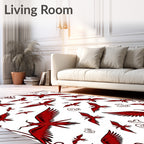Crimson Flying Phoenix Swirling Borders Rug