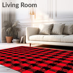 Red Black Buffalo Plaid Checkered Rug