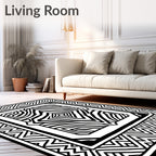 Monochrome Geometric Zebra Diamond Rug