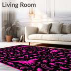 Vibrant Neon Pink Abstract Elements Rug