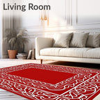Crimson White Intricate Border Rug