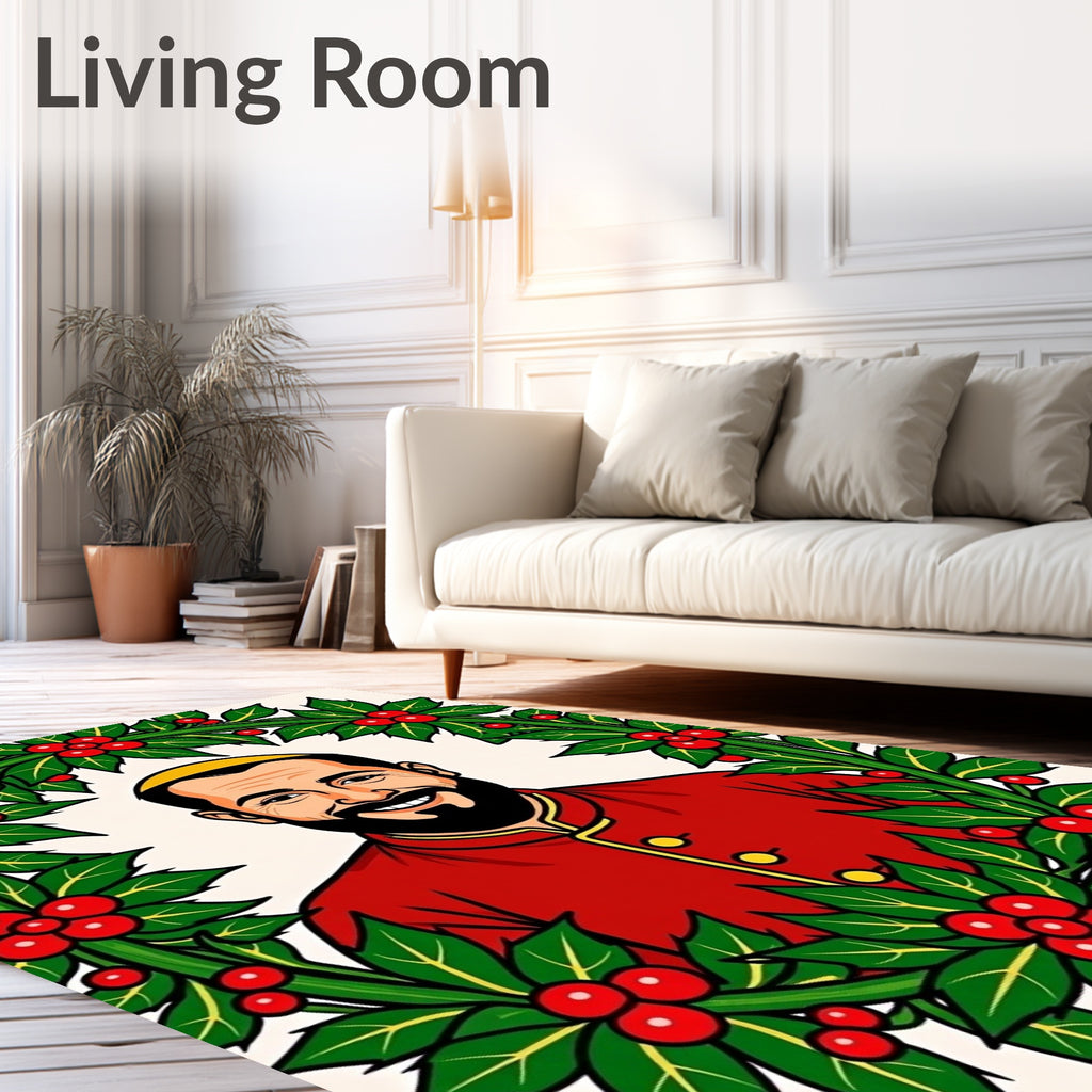 Holiday Festivity Holly Wreath Portrait Rug