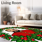 Holiday Festivity Holly Wreath Portrait Rug