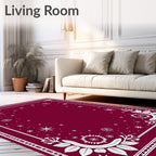 Winter White Snowflake Abundant Border Rug