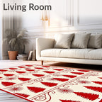 Red Pine Tree Holiday Border Rug