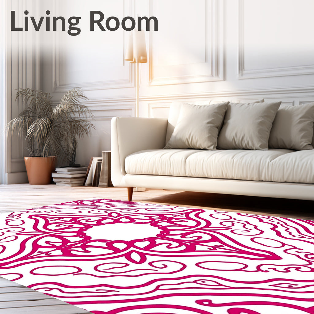Vibrant Hot Pink Medallion Arabesque Rug