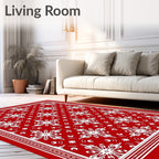 Bold Red White Floral Medallion Rug