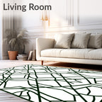 Deep Green Art Deco Geometric Lattice Rug