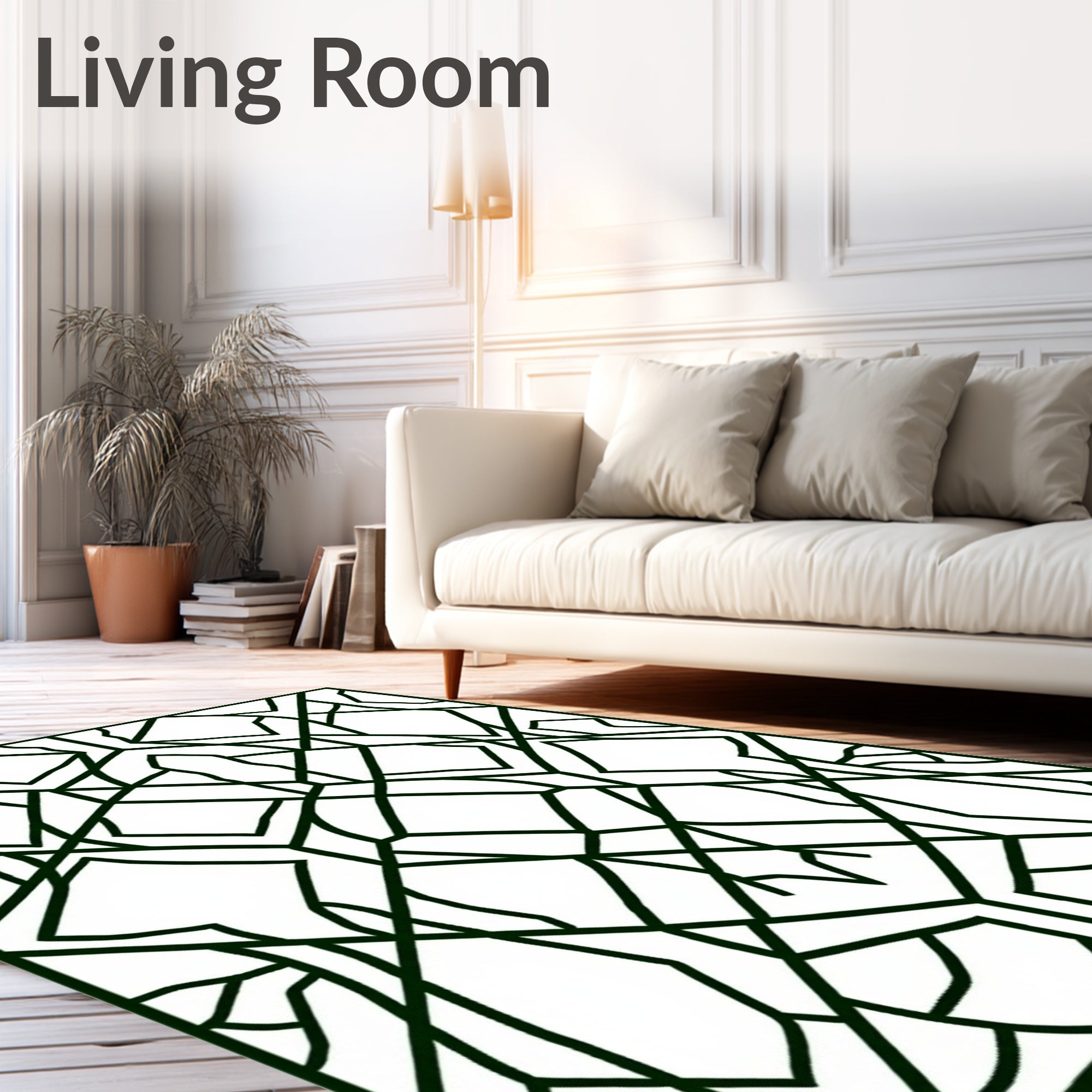 Deep Green Art Deco Geometric Lattice Rug