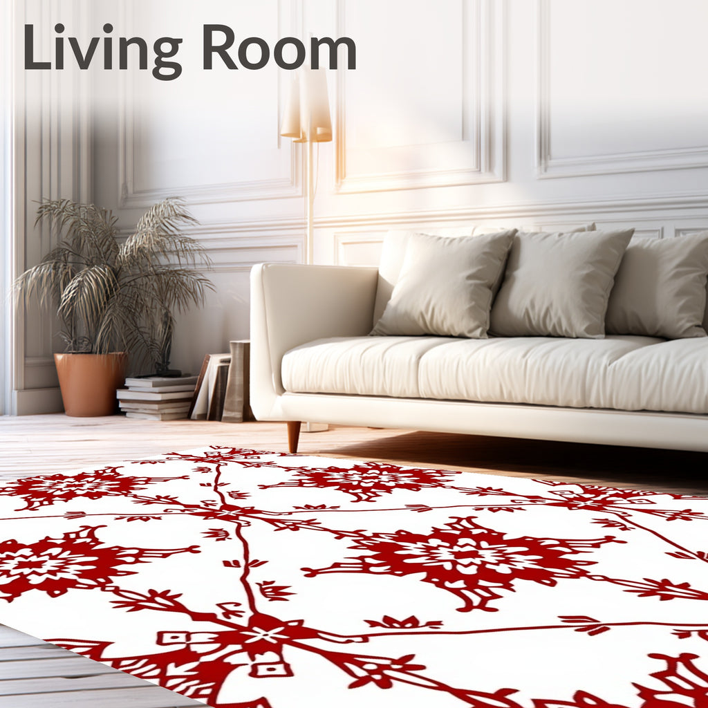 Crimson Starburst Medallion Lattice Rug