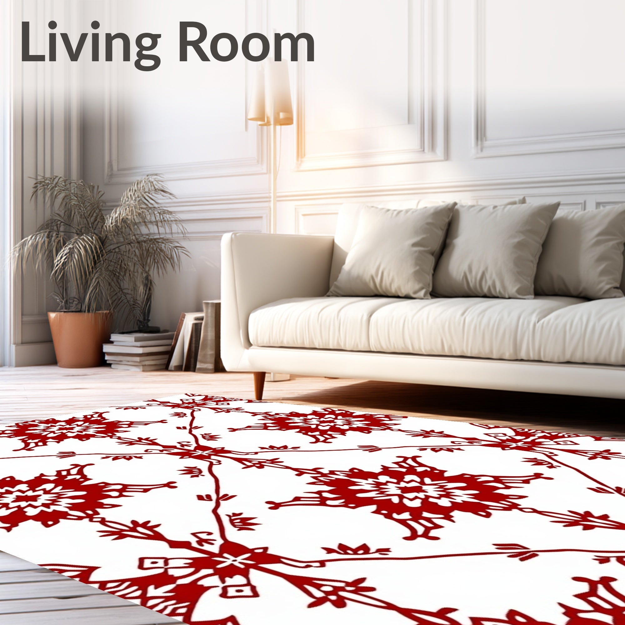 Crimson Starburst Medallion Lattice Rug