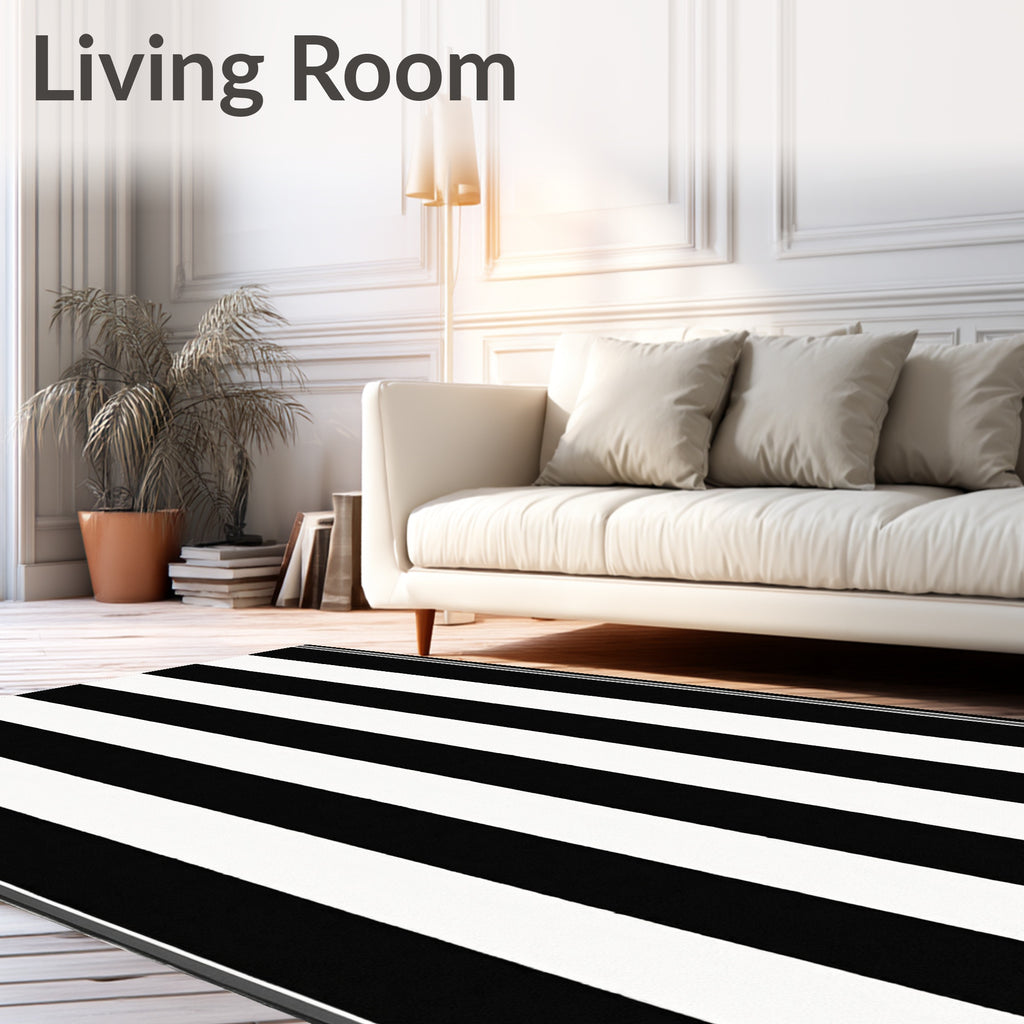 Bold Black White Stripe Rug