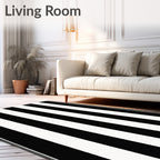 Bold Black White Stripe Rug