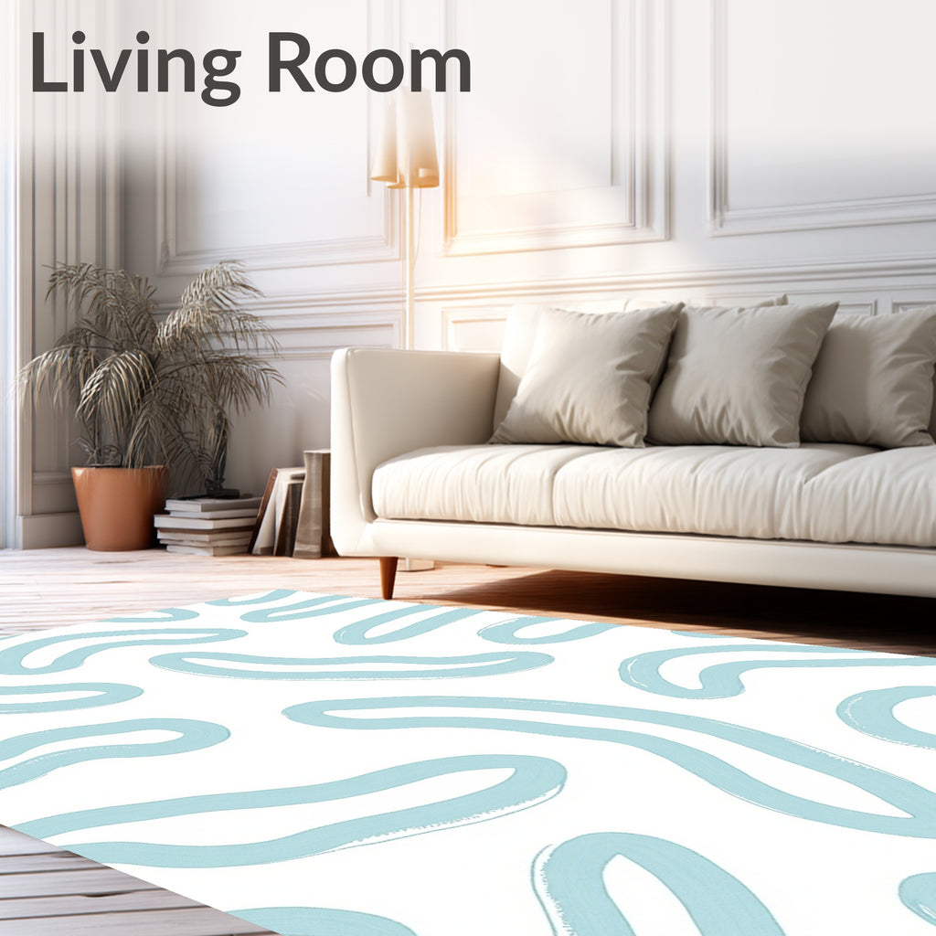 Soft Blue Organic Brushstrokes Rug