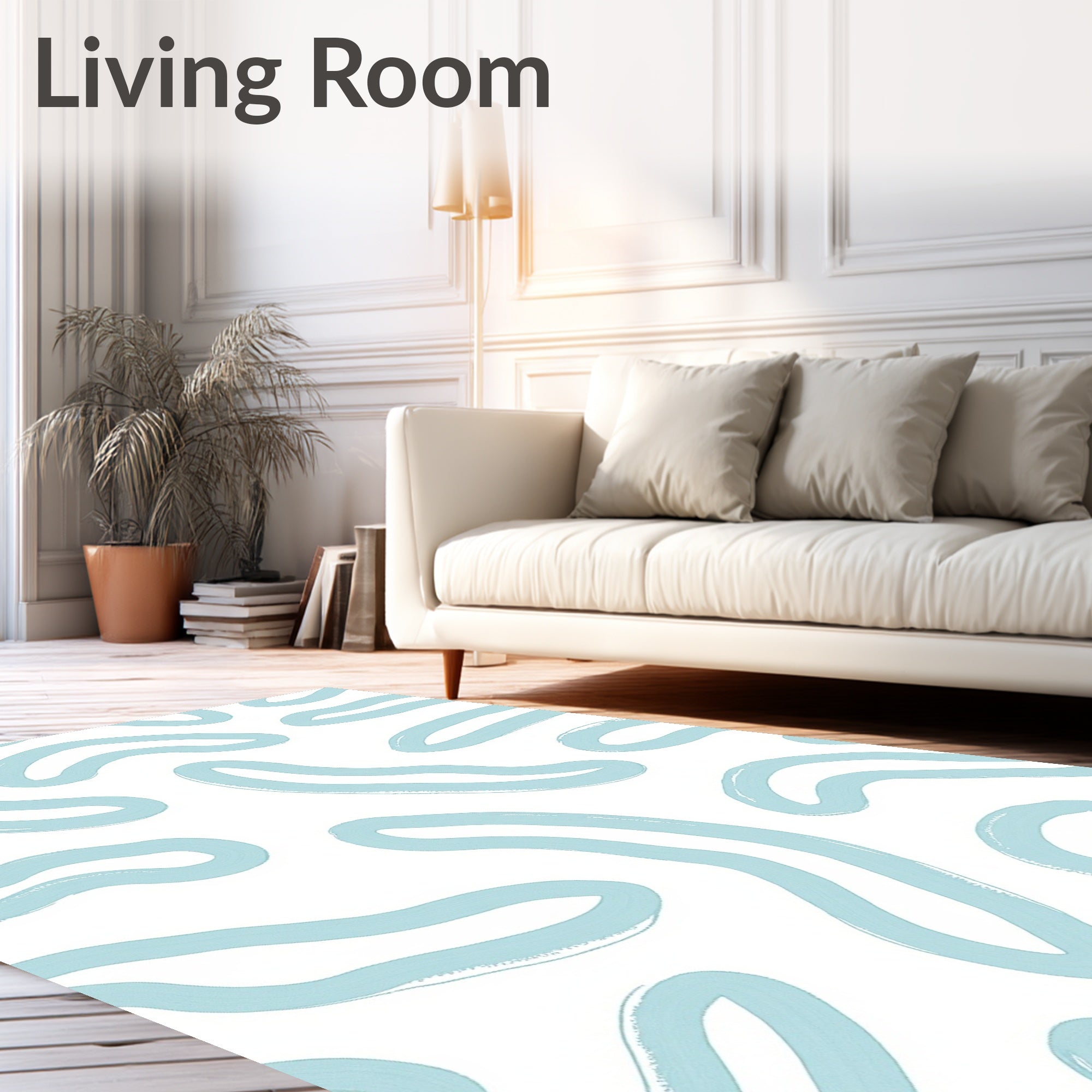 Soft Blue Organic Brushstrokes Rug