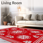 Bold Red Floral Mandala Medallion Rug