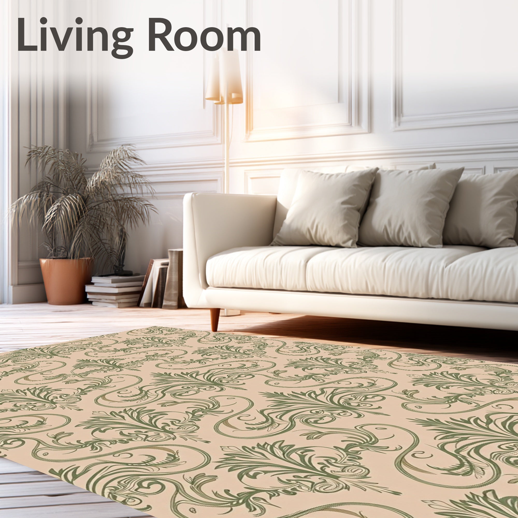 Green Orchid Art Nouveau Swirls Rug