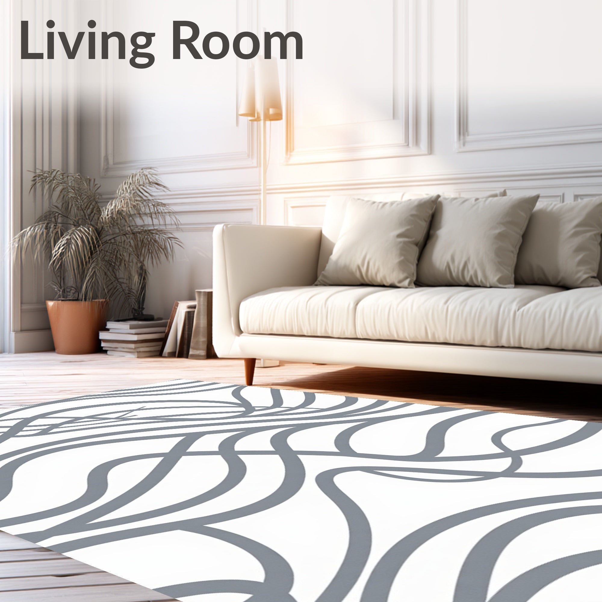 Gray Abstract Flowing Lines Rug