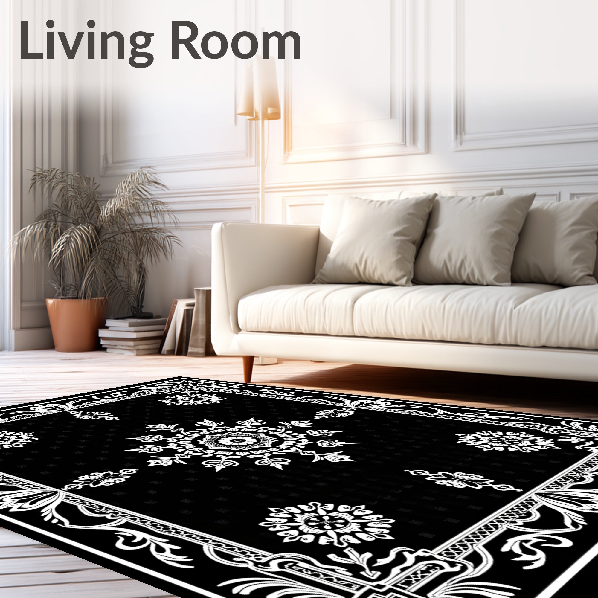 Monochromatic Ornate Lace Mandala Rug