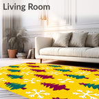 Deep Teal Plum Tree Snowflakes Rug