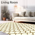 Golden Ochre Scattered Hexagon Texture Rug