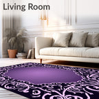 Ornate Violet Scrollwork Overlay Rug