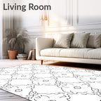 Black White Floral Lattice Rug