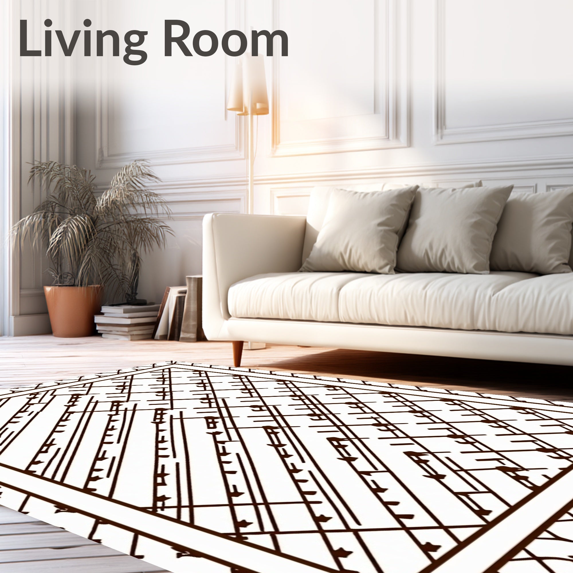 Dark Brown Diagonal Lattice Rug