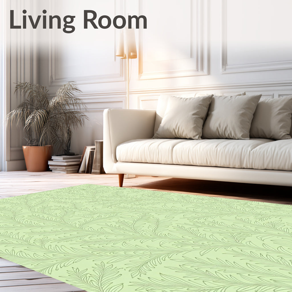 Pale Green Fern Foliage Rug
