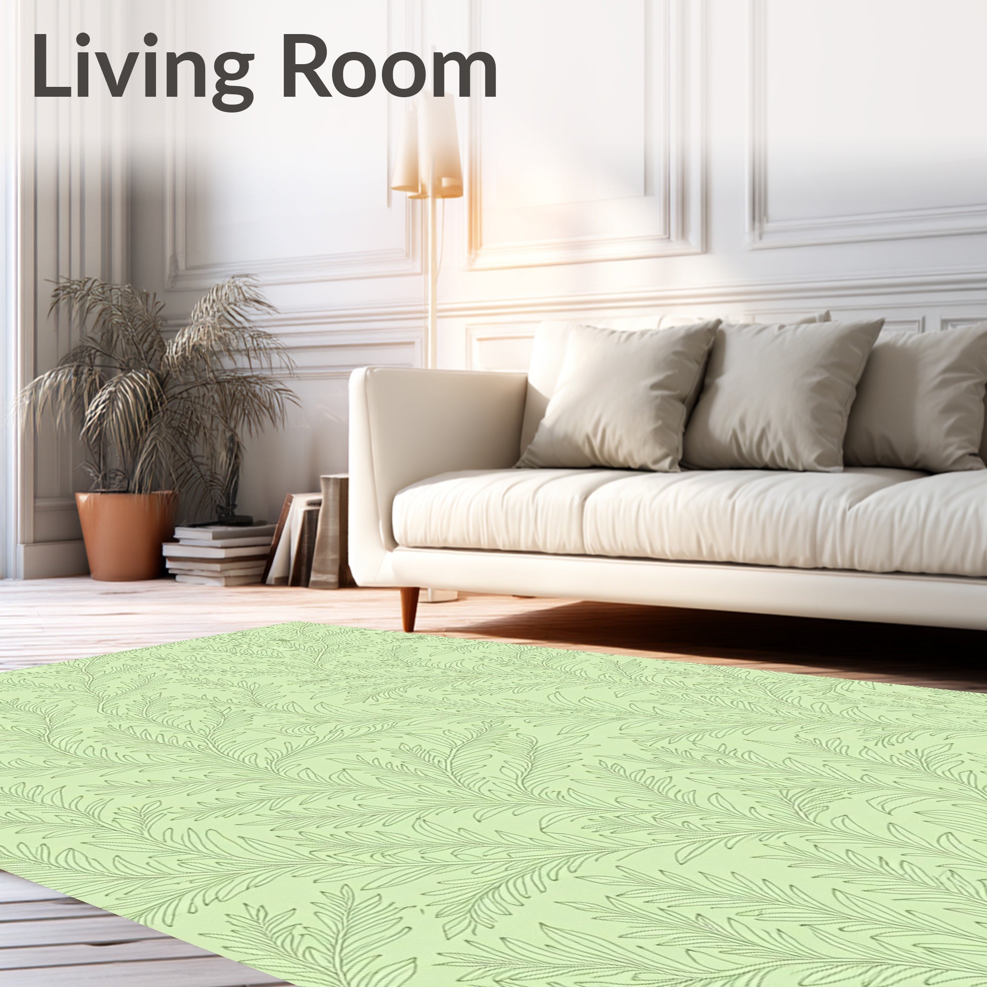 Pale Green Fern Foliage Rug